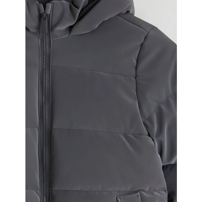 LCW Kids Antrasit Kapüşonlu Kız Çocuk Mont