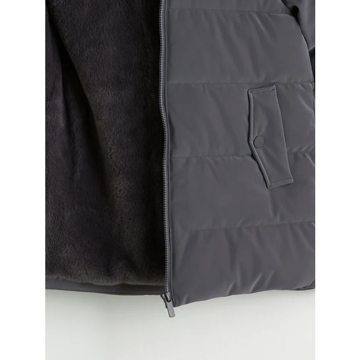 LCW Kids Antrasit Kapüşonlu Kız Çocuk Mont