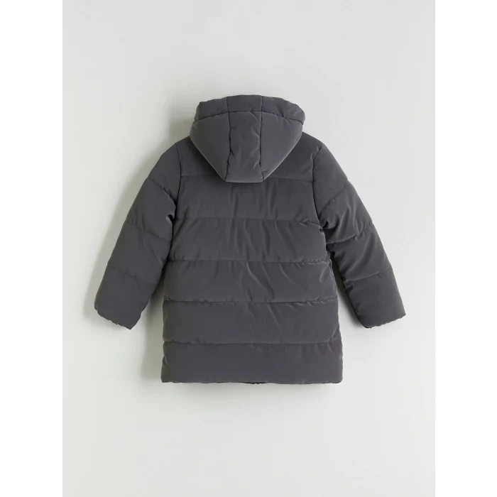 LCW Kids Antrasit Kapüşonlu Kız Çocuk Mont