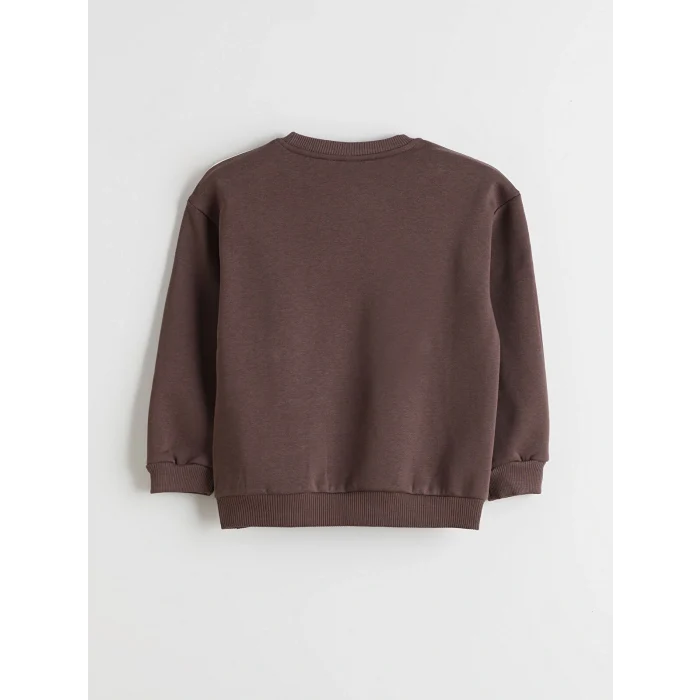 LCW Kids Kahverengi Baskılı Erkek Çocuk Kalın Sweatshirt