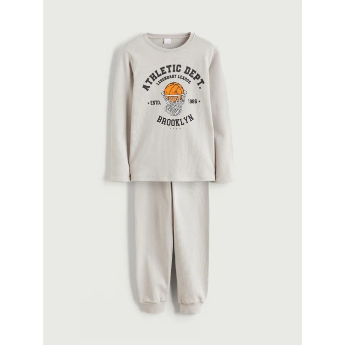 LCW Kids Gri Bisiklet Yaka Erkek Çocuk Pijama Takımı