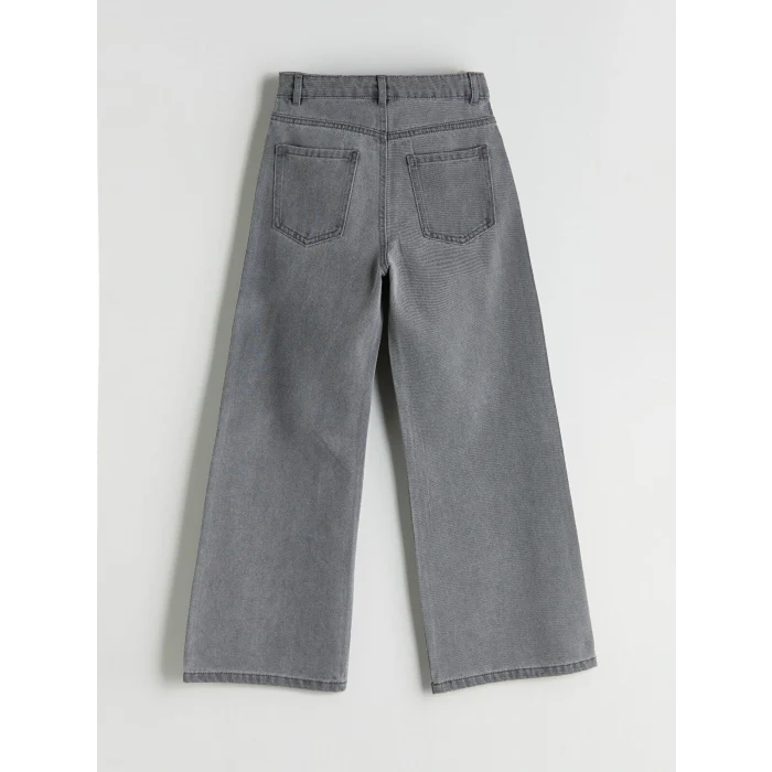 LCW Kids Gri Wideleg Kız Çocuk Jean Pantolon