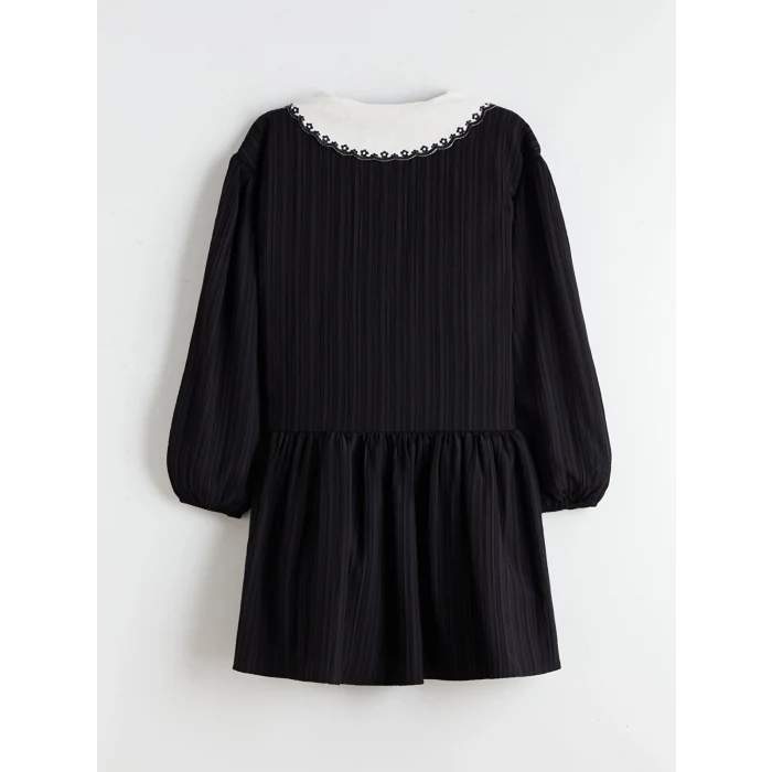 LCW Kids Siyah Bebe Yaka Kız Çocuk Elbise