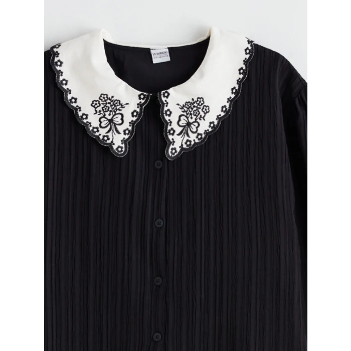 LCW Kids Siyah Bebe Yaka Kız Çocuk Elbise