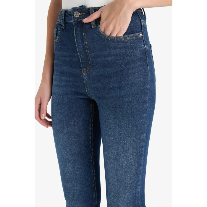 Defacto F2964AXNM34 Mavi Skinny Fit Yüksek Bel Bilek Boy Jean Pantolon