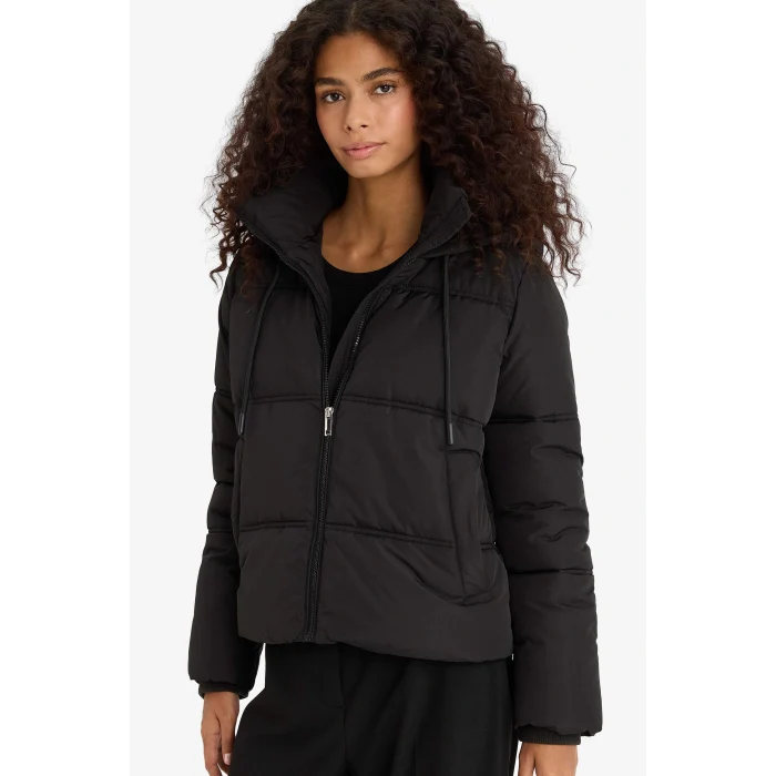 Defacto F1944AXBK27 Siyah Regular Fit Kapüşonlu Fermuarlı Şişme Mont