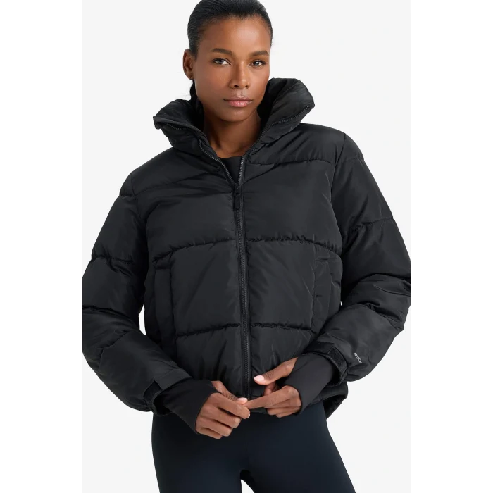 Defacto Z1438AZBK81 Siyah Defactofit Su İtici Regular Fit Dik Yaka Fermuarlı El Geçmeli Cepli Şişme Mont