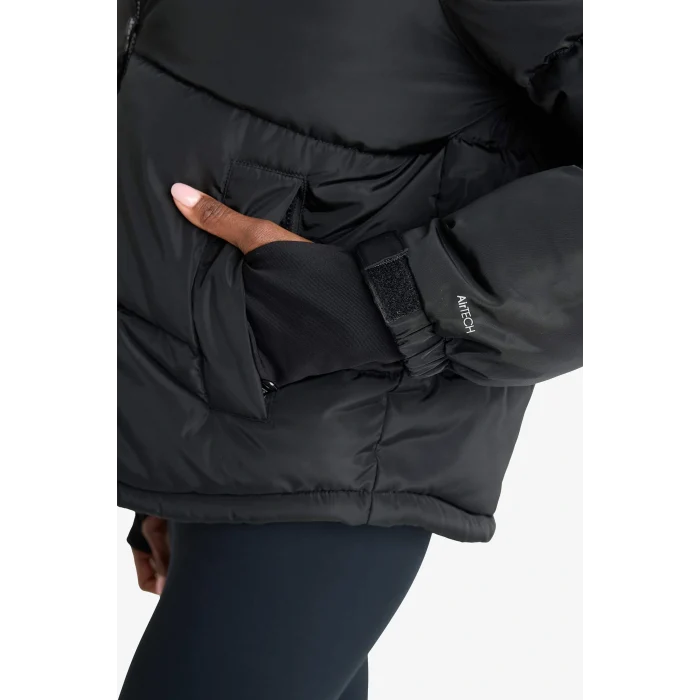 Defacto Z1438AZBK81 Siyah Defactofit Su İtici Regular Fit Dik Yaka Fermuarlı El Geçmeli Cepli Şişme Mont