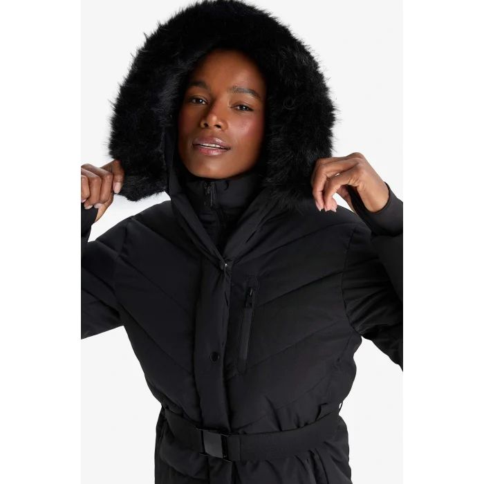 Defacto C8505AXBK81 Siyah DeFactoFit Su İtici Regular Fit Kapüşonlu Parka Mont