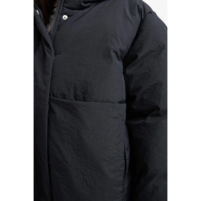 Defacto E9813A8BK27 Siyah Kız Çocuk Su Geçirmez Kapüşonlu Fermuarlı Şişme Mont