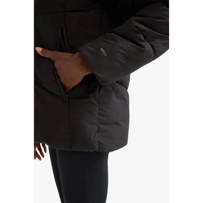 Defacto A1553AXBK81 Siyah DeFactoFit Su İtici Regular Fit Yarım Polar Astarlı Kapüşonlu Fermuarlı Kışlık Mont