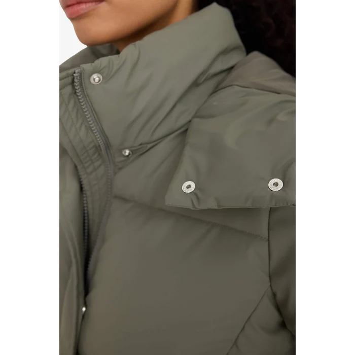 Defacto F2143AXKH6 Haki Regular Fit Kapüşonlu Fermuarlı Şişme Mont