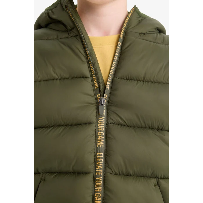 Defacto E9212A8KH444 Haki Erkek Çocuk Su İtici Kapüşonlu Fermuarlı Şişme Mont