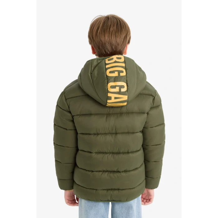 Defacto E9212A8KH444 Haki Erkek Çocuk Su İtici Kapüşonlu Fermuarlı Şişme Mont