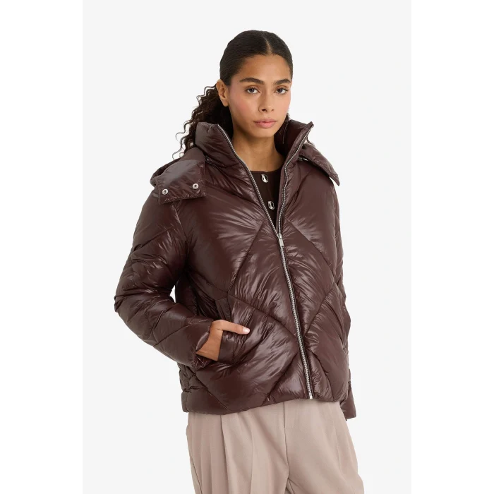 Defacto F2823AXBN530 Kahve Su Geçirmez Regular Fit Kapüşonlu Mont