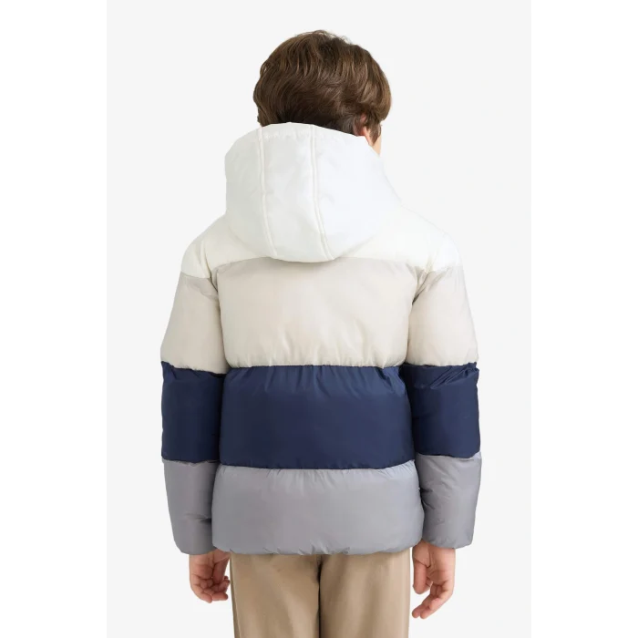 Defacto E7381A8NV256 Lacivert Erkek Çocuk Su İtici Kapüşonlu Polar Astarlı Fermuarlı Şişme Mont