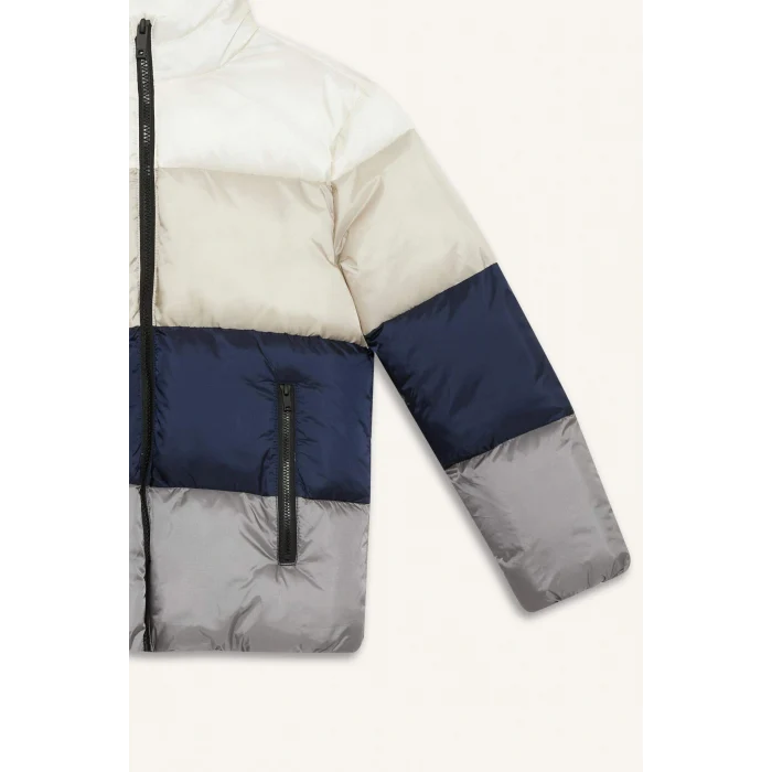 Defacto E7381A8NV256 Lacivert Erkek Çocuk Su İtici Kapüşonlu Polar Astarlı Fermuarlı Şişme Mont