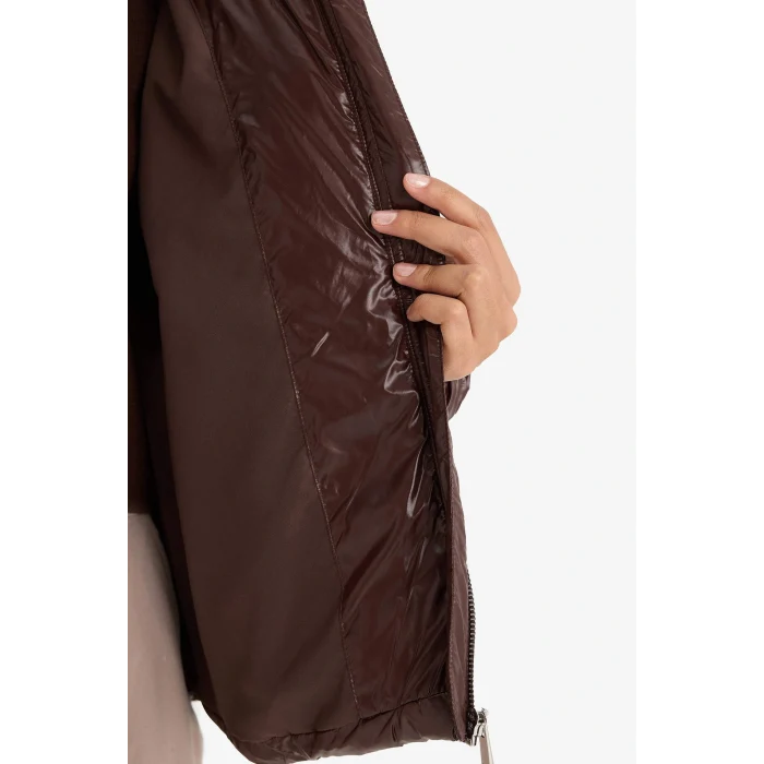 Defacto F2823AXBN530 Kahve Su Geçirmez Regular Fit Kapüşonlu Mont