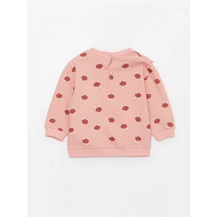LCW baby Pembe Bebe Yaka Kız Bebek Sweatshirt ve Tayt 2li Takım
