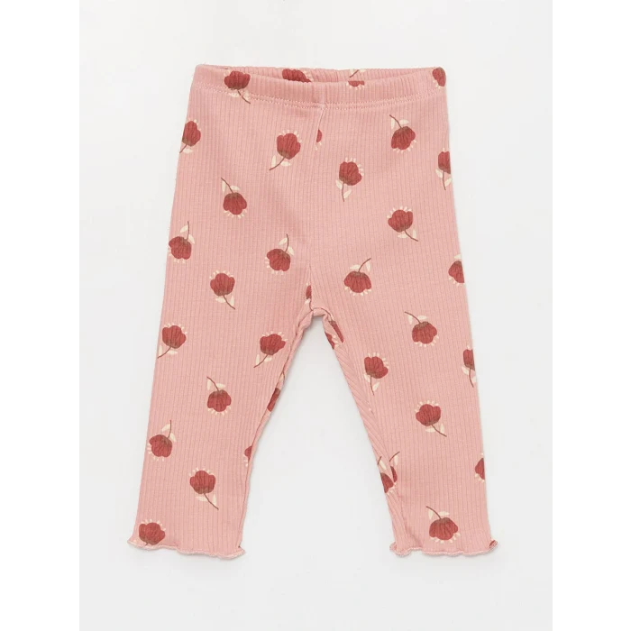 LCW baby Pembe Bebe Yaka Kız Bebek Sweatshirt ve Tayt 2li Takım