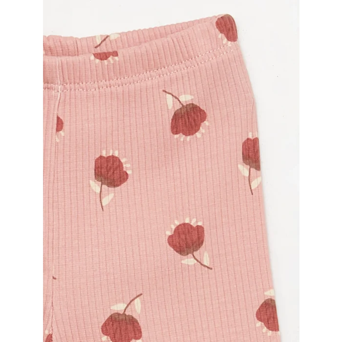 LCW baby Pembe Bebe Yaka Kız Bebek Sweatshirt ve Tayt 2li Takım