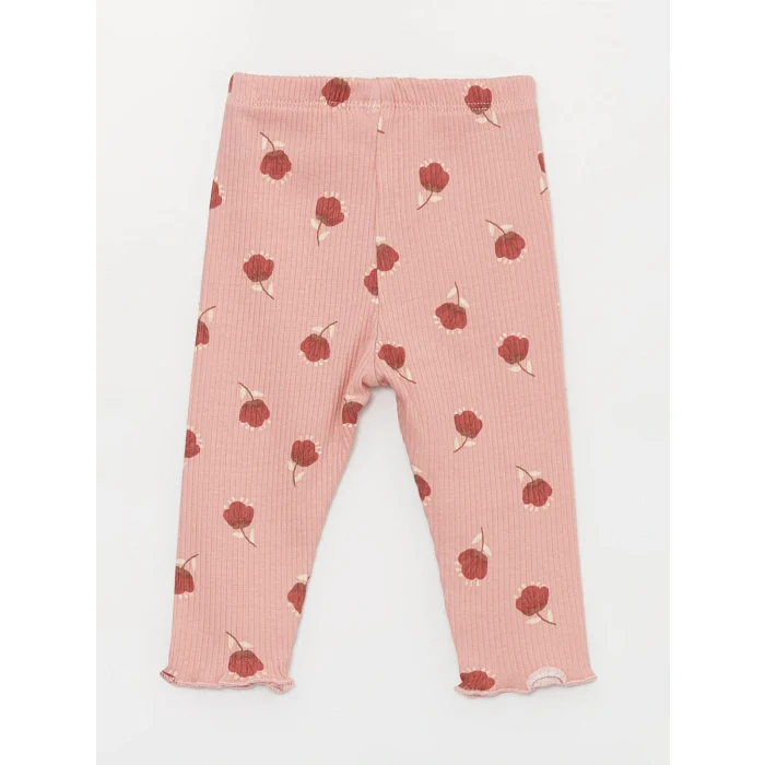 LCW baby Pembe Bebe Yaka Kız Bebek Sweatshirt ve Tayt 2li Takım