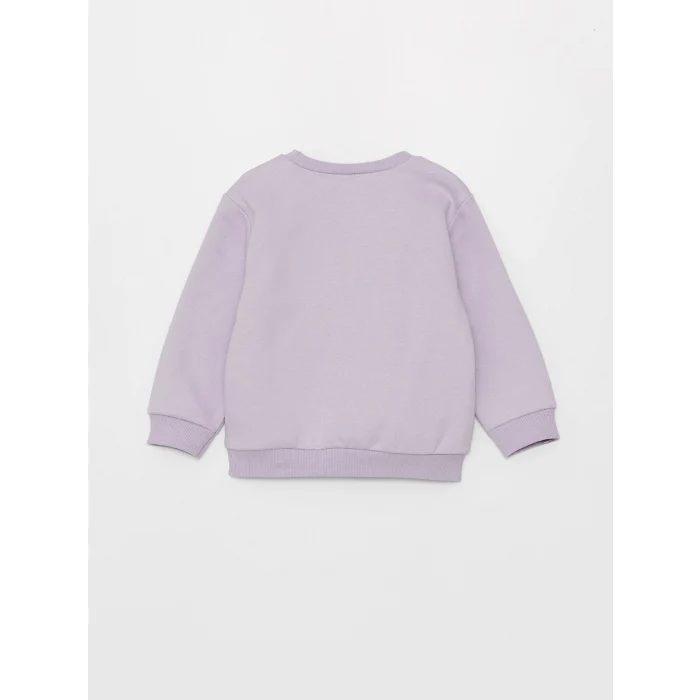 LCW baby Lila Bisiklet Yaka Uzun Kollu Kız Bebek Sweatshirt ve Pantolon 2li Takım