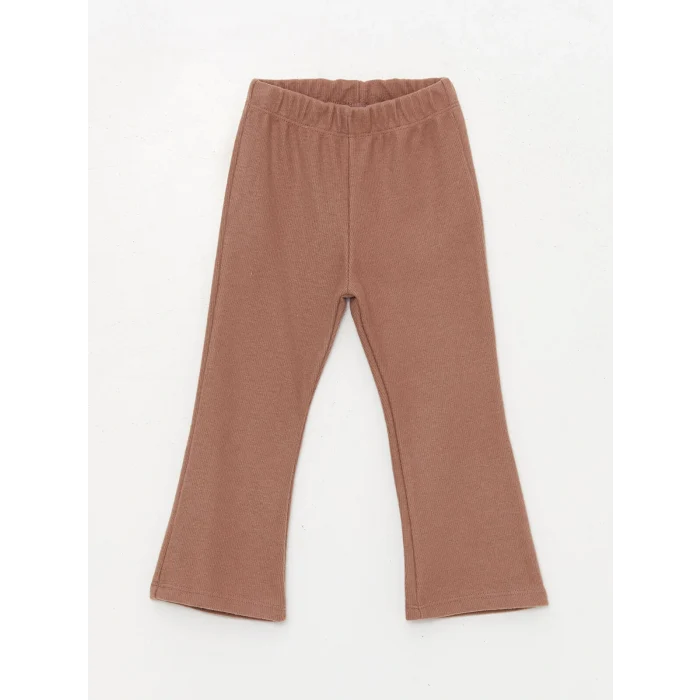 LCW baby Pembe Bisiklet Yaka Pelüş Kız Bebek Sweatshirt ve Tayt Pantolon 2li Takım