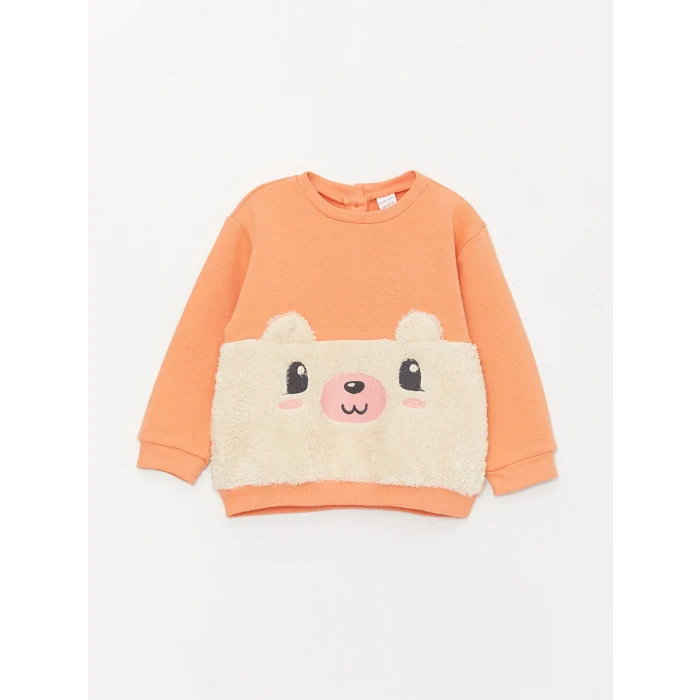 LCW baby Mercan Bisiklet Yaka Kız Bebek Sweatshirt ve Eşofman Alt 2li