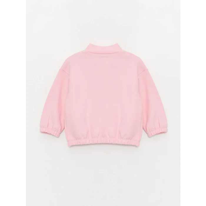 LCW baby Pembe Balıkçı Yaka Uzun Kollu Kız Bebek Sweatshirt ve Pantolon 2li Takım
