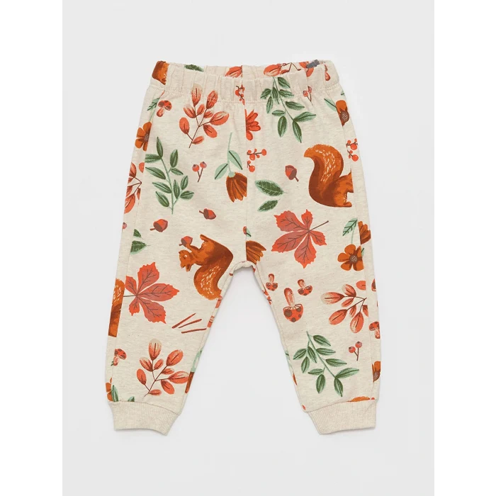 LCW baby Karışık Bisiklet Yaka Uzun Kollu Desenli Kız Bebek Sweatshirt ve Pantolon 2li Takım