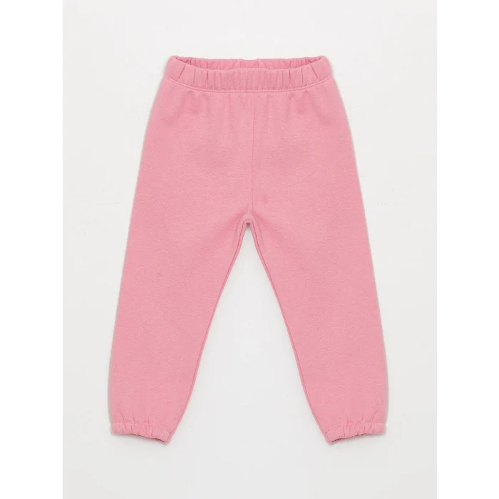 LCW baby Bej Bisiklet Yaka Uzun Kollu Baskılı Kız Bebek Sweatshirt ve Eşofman Alt 2li Takım