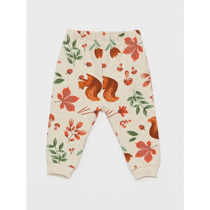 LCW baby Karışık Bisiklet Yaka Uzun Kollu Desenli Kız Bebek Sweatshirt ve Pantolon 2li Takım