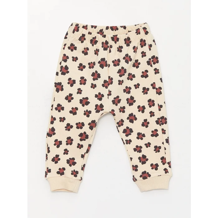 LCW baby Antrasit Bisiklet Yaka Uzun Kollu Baskılı Kız Bebek Sweatshirt ve Pantolon 2li Takım