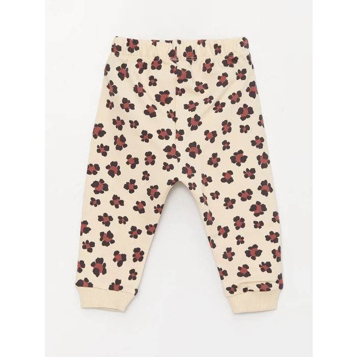 LCW baby Antrasit Bisiklet Yaka Uzun Kollu Baskılı Kız Bebek Sweatshirt ve Pantolon 2li Takım