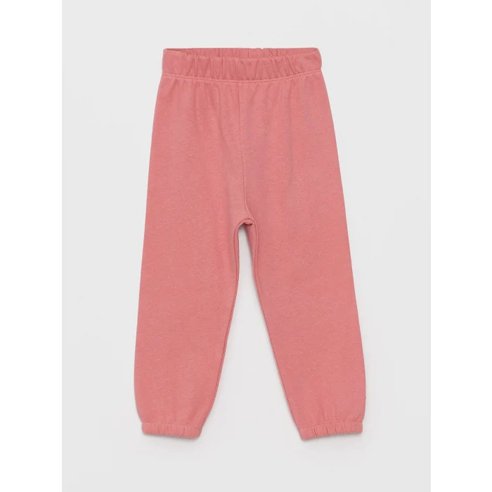 LCW baby Pembe Bisiklet Yaka Uzun Kollu Kız Bebek Sweatshirt ve Pantolon 2li Takım