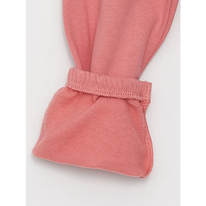 LCW baby Pembe Bisiklet Yaka Uzun Kollu Kız Bebek Sweatshirt ve Pantolon 2li Takım