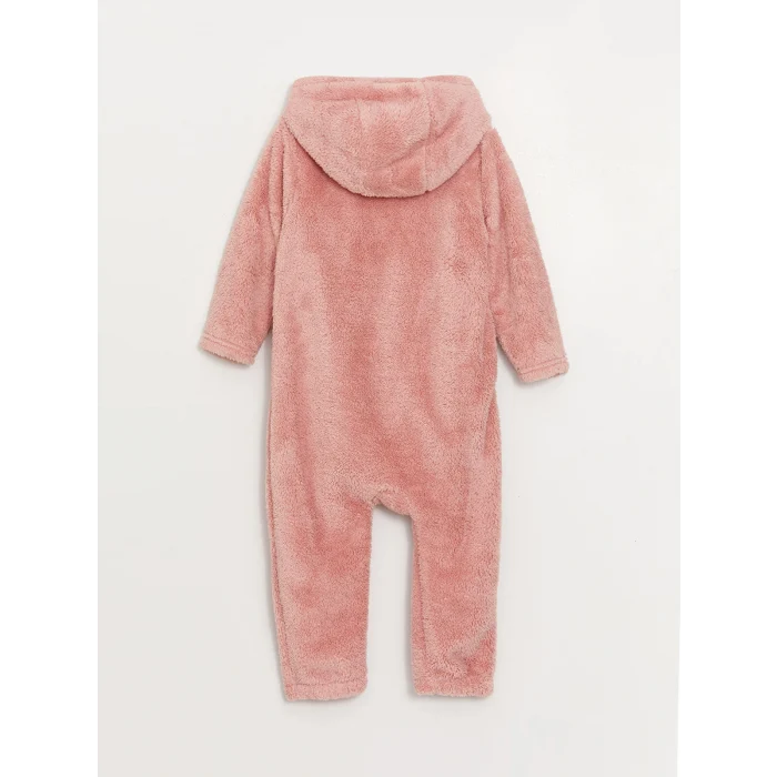 LCW baby Pembe Kapüşonlu Uzun Kollu Kız Bebek Pelüş Tulum
