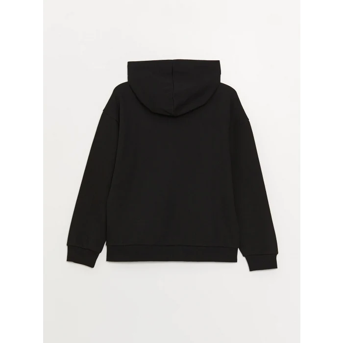 LCW Kids Siyah Baskılı Uzun Kollu Kız Çocuk Hoodie ve Tayt