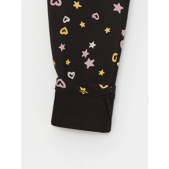 LCW Kids Siyah Beli Lastikli Baskılı Kız Çocuk Tayt
