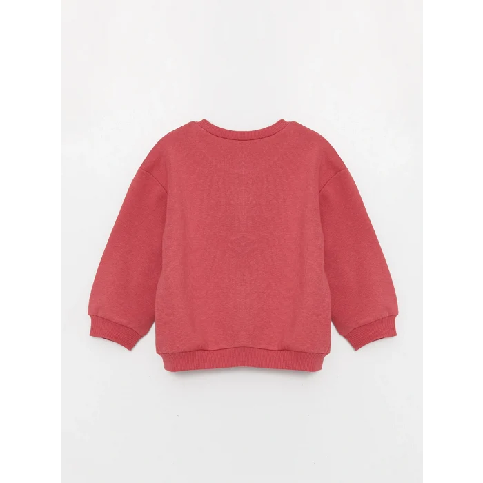LCW baby Pembe Bisiklet Yaka Uzun Kollu Baskılı Kız Bebek Sweatshirt