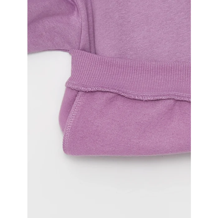 LCW baby Mor Bisiklet Yaka Uzun Kollu Nakışlı Kız Bebek Sweatshirt