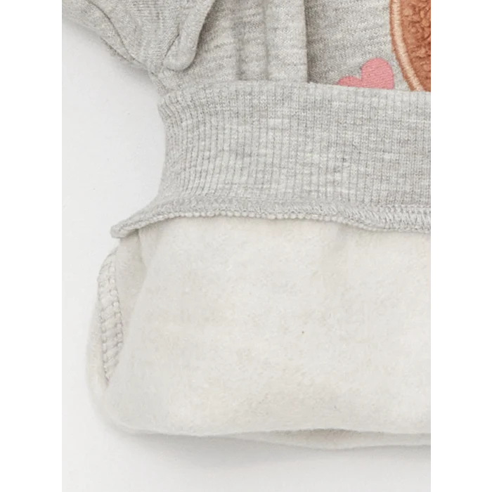 LCW baby Gri Bisiklet Yaka Baskılı Kız Bebek Sweatshirt