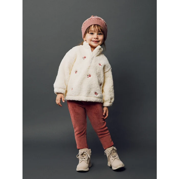 LCW baby Pembe Beli Lastikli Basic Kız Bebek Kadife Eşofman Alt