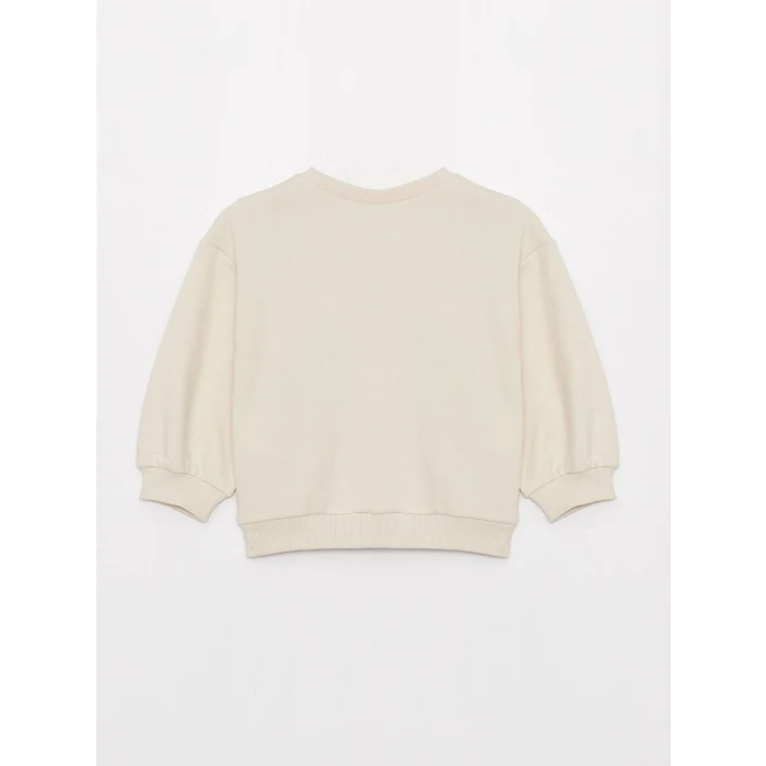 LCW baby Bej Bisiklet Yaka Kız Bebek Sweatshirt