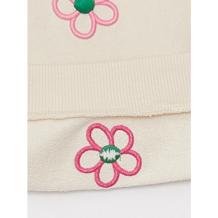 LCW baby Bej Bisiklet Yaka Kız Bebek Sweatshirt