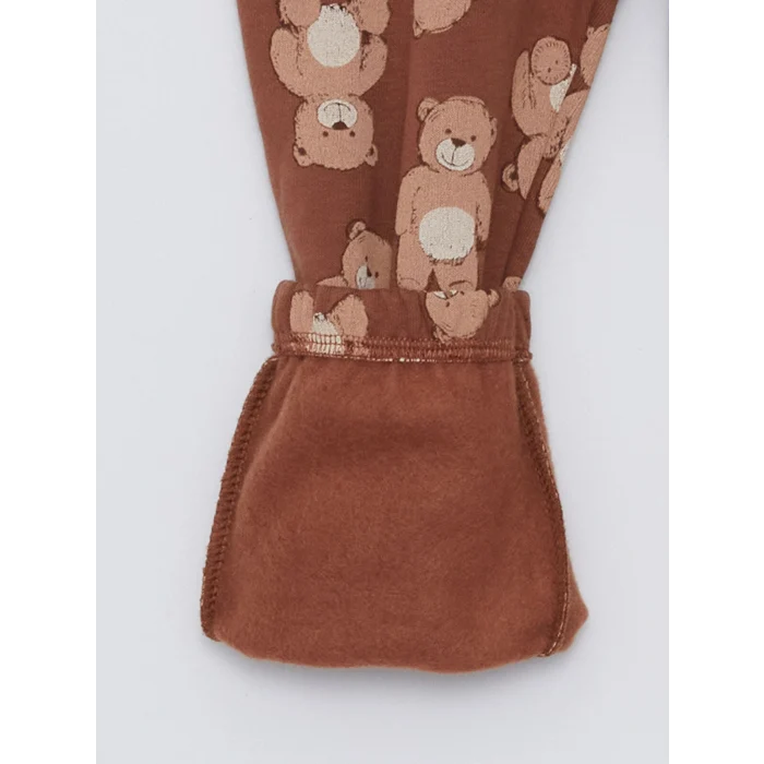 LCW baby Kahverengi Beli Lastikli Baskılı Kız Bebek Eşofman Alt