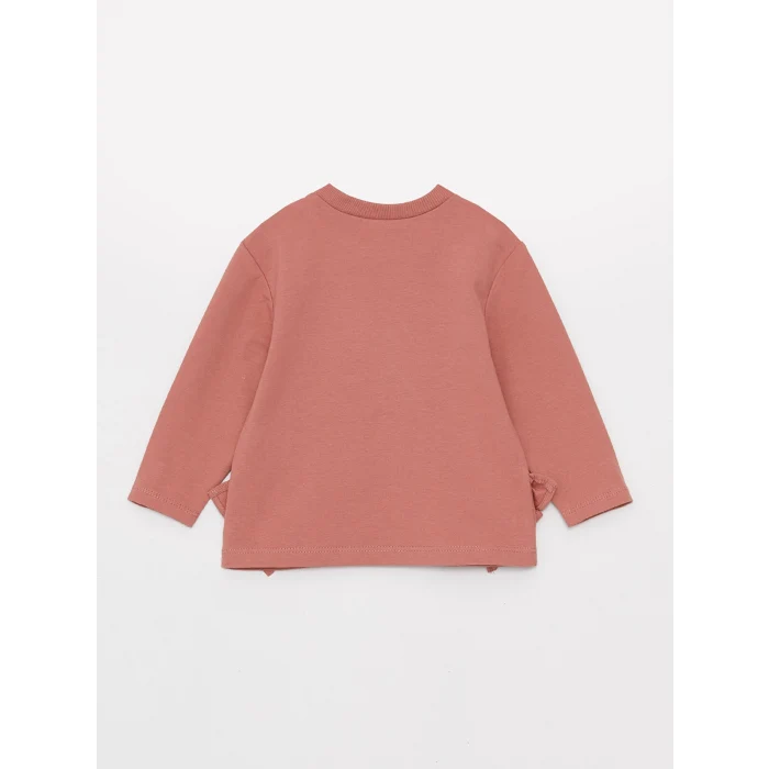 LCW baby Ekru Bisiklet Yaka Uzun Kollu Baskılı Kız Bebek Sweatshirt 2li