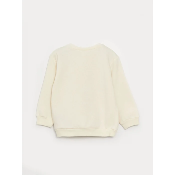 LCW baby Pembe Bisiklet Yaka Baskılı Kız Bebek Sweatshirt 2li