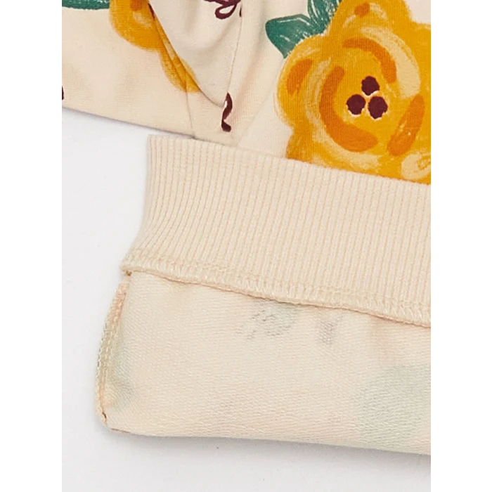 LCW baby Ekru Bisiklet Yaka Uzun Kollu Baskılı Kız Bebek Sweatshirt 2li